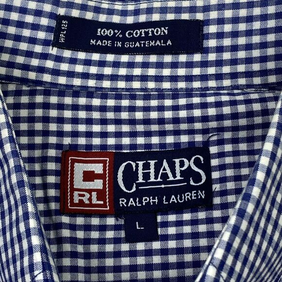 Chaps Shirt Mens Large Blue Plaid Ralph Lauren Button-Up Business Casual‎ Camp - Picture 7 of 10
